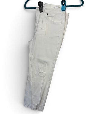 KanCan White Slim Straight Jeans with Subtle Distress